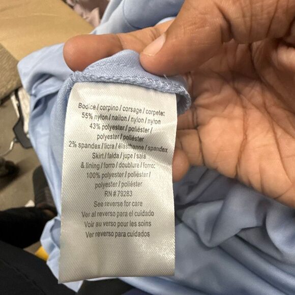 ALEX EVENINGS WOMAN Womens Light Blue Stretch Sequined Zippered Chiffon Overlay - Picture 4 of 4